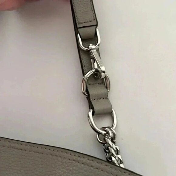 MICHAEL KORS CONVERTIBLE GREY PEBBLED CROSSBODY PURSE SHOULDER BAG SILVER ACCENT - Picture 11 of 12